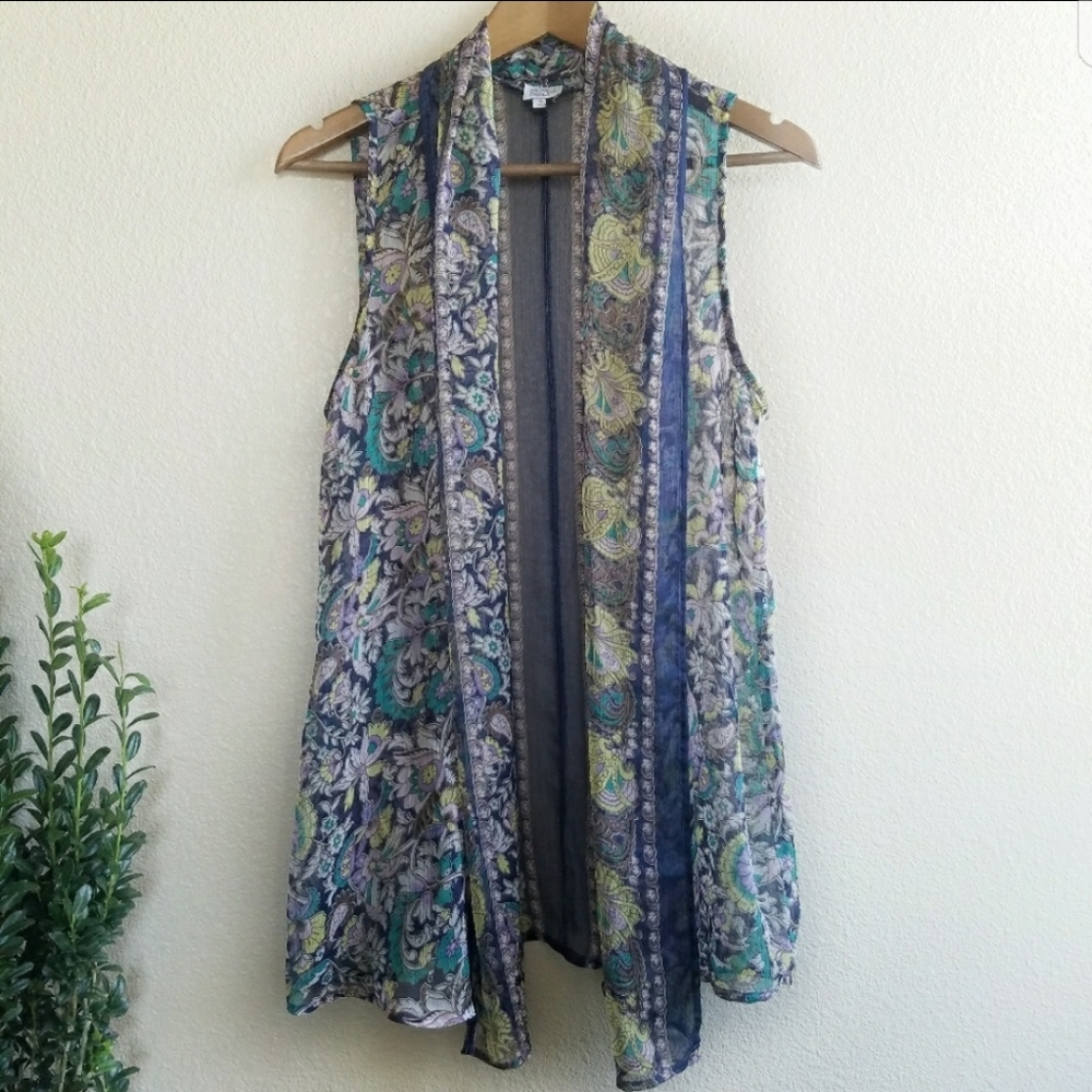 Charming Charlie • sheer vest, paisley floral